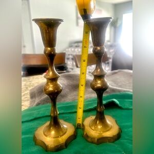 Older Pair 9” Brass Candle Stick Holders